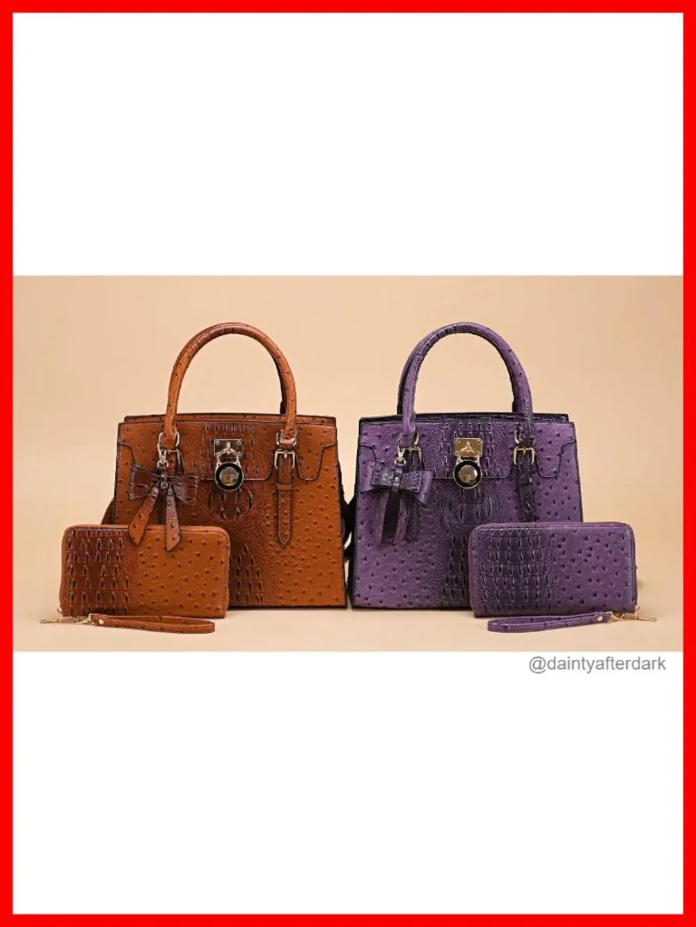 Vegan Leather Satchel Handbag & Wallet Set w/ RFID Blocking, Top Handle